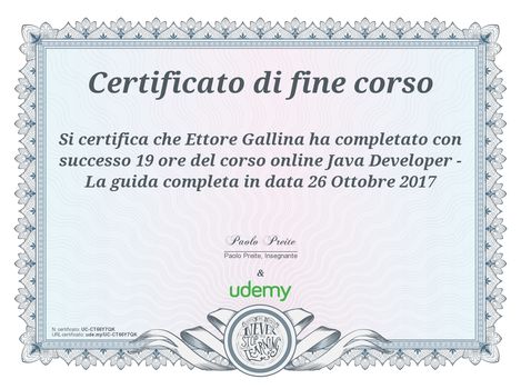 Certificato Java Developer