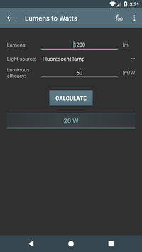 Lighting Calculations Screenshot