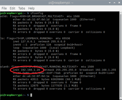 Raspberry Pi - ifconfig