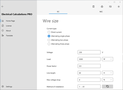 electrical_calculations_windows_screenshot_wire_size