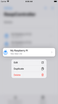 RaspController - Edit, duplicate, delete device
