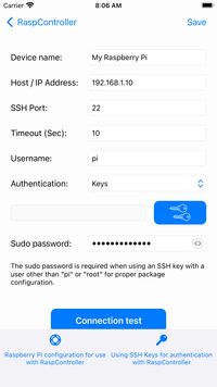 RaspController - Device configuration