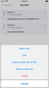 RaspController - Export SSH key