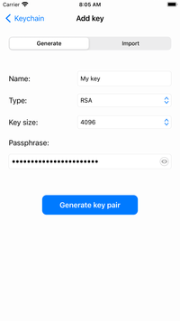 RaspController - Generate key pair