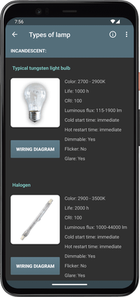 Lighting Calculations - Types of lamp