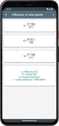 Photovoltaic Calculations - Efficiency of solar panels