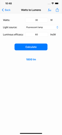 Lighting Calculations - Watts to lumen