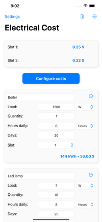 Electrical Cost - screenshot