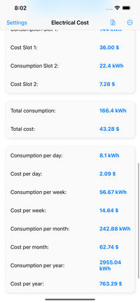 Electrical Cost - screenshot