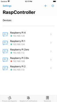 RaspController - Device list