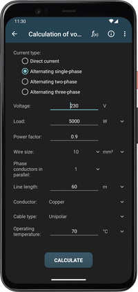 Electrical Calculations - Voltage drop