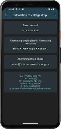 Electrical Calculations - Voltage drop