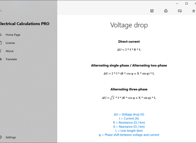 Electrical Calculations - Voltage drop